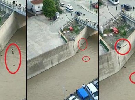 K&uuml;&ccedil;&uuml;k Kızın Hayatı Kurtarıldı: 10 Metreden Suya Atlayan Kahraman