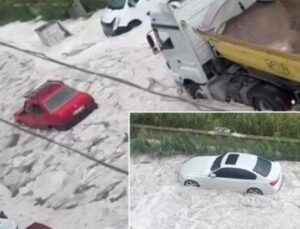 D&ouml;rt İl&ccedil;eyi Beyaza B&uuml;r&uuml;yen Dolu: Sokaklar Kapandı, Ara&ccedil;lar S&uuml;r&uuml;klendi!