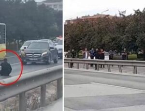 İstanbul’da Şok Olay: Bı&ccedil;akla Yola Oturan Kişi Trafiği Fel&ccedil; Etti!