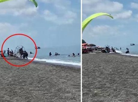 Motorlu Paraş&uuml;t Plajda Kaosa Neden Oldu: &Uuml;&ccedil; Yaralı, Panik Anları