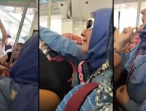Tramvayda &Ccedil;ocuklar &Uuml;zerine Kavga: Koltuk M&uuml;cadelesi Kameralara Yansıdı
