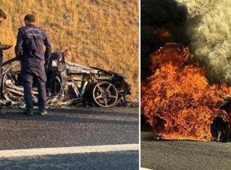 Ankara’da L&uuml;ks Spor Otomobil Alev Alev Yandı: S&uuml;r&uuml;c&uuml; Son Anda Kurtuldu!